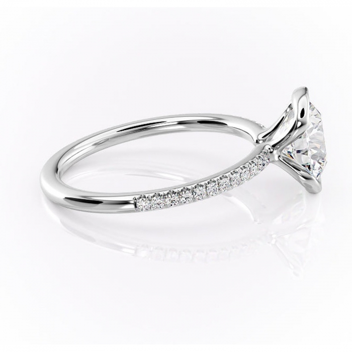 Inel de logodnă Maelis din aur Alb 14kt cu moissanite tăietură rotundă – Montură închisă rafinată pentru profil mediu | Personalizează și configurează gratuit online [2]