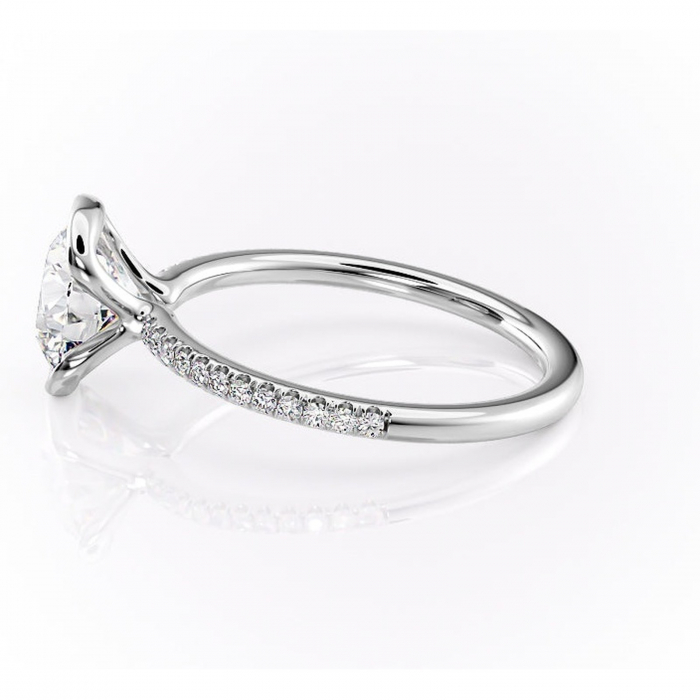 Inel de logodnă Maelis din aur Alb 14kt cu moissanite tăietură rotundă – Montură închisă rafinată pentru profil mediu | Personalizează și configurează gratuit online [6]