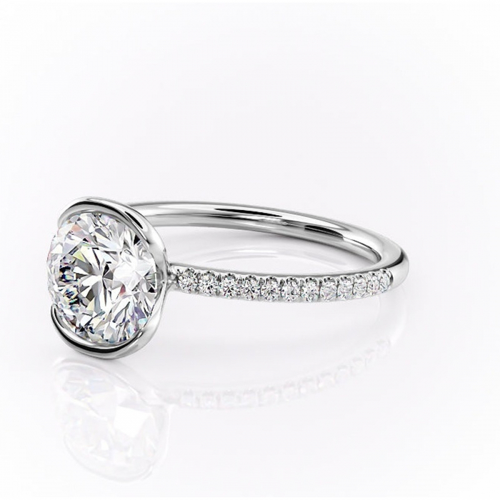 Inel de logodnă Maelis din aur Alb 14kt cu moissanite tăietură rotundă – Montură închisă rafinată pentru profil mediu | Personalizează și configurează gratuit online [7]