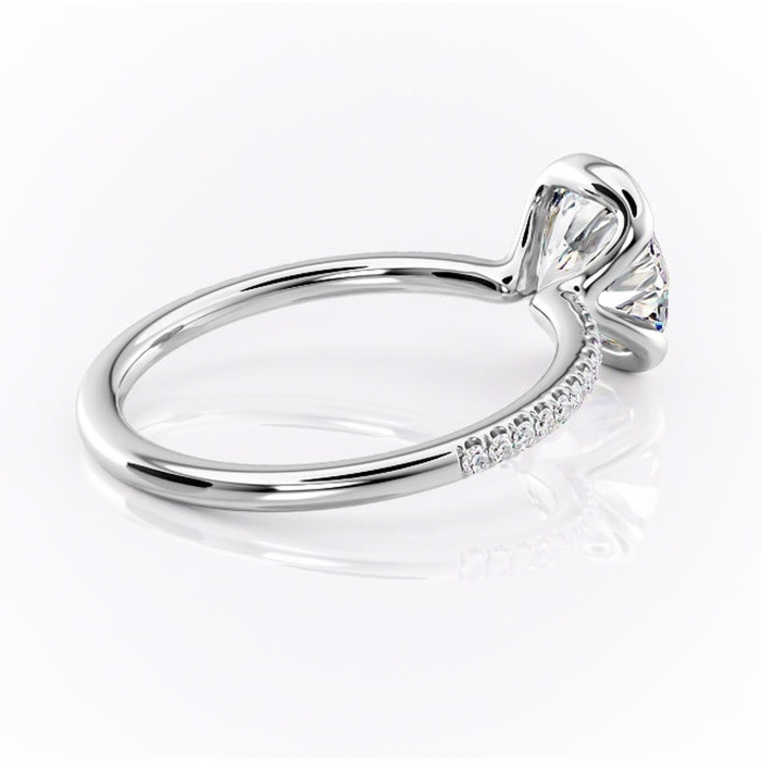 Inel de logodnă Maelis din aur Alb 14kt cu moissanite tăietură rotundă – Montură închisă rafinată pentru profil mediu | Personalizează și configurează gratuit online [3]