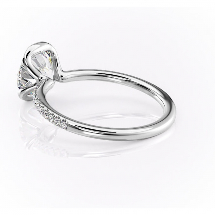 Inel de logodnă Maelis din aur Alb 14kt cu moissanite tăietură rotundă – Montură închisă rafinată pentru profil mediu | Personalizează și configurează gratuit online [5]