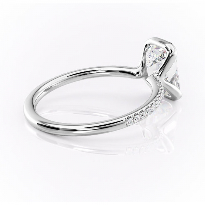 Inel de logodnă Maelis din aur Alb 14kt cu moissanite tăietură smarald – Montură închisă rafinată pentru profil mediu | Personalizează și configurează gratuit online [3]