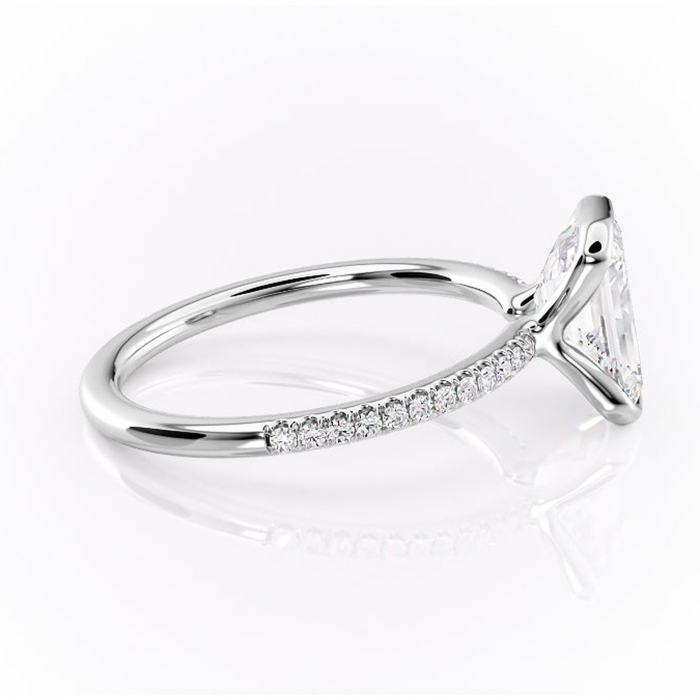 Inel de logodnă Maelis din aur Alb 14kt cu moissanite tăietură smarald – Montură închisă rafinată pentru profil mediu | Personalizează și configurează gratuit online [2]