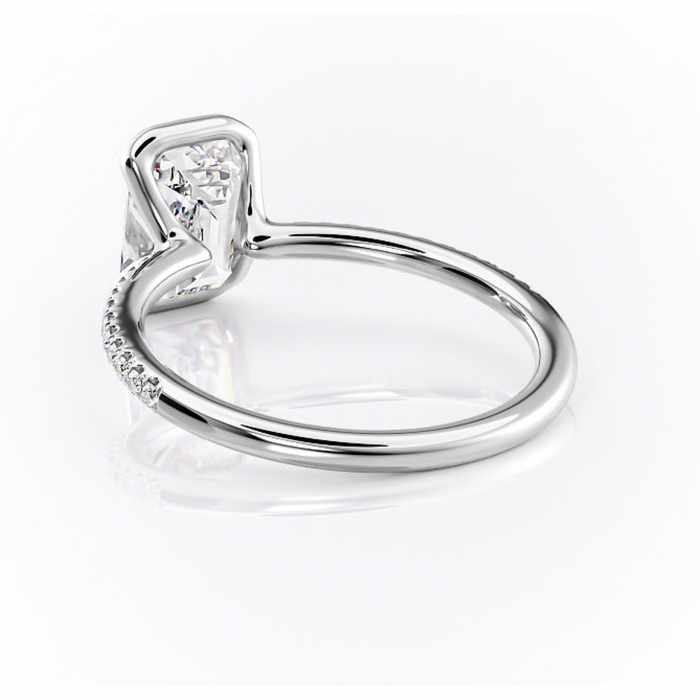 Inel de logodnă Maelis din aur Alb 14kt cu moissanite tăietură smarald – Montură închisă rafinată pentru profil mediu | Personalizează și configurează gratuit online [4]