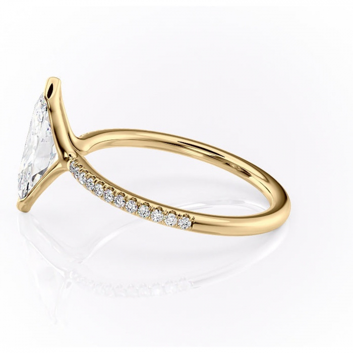 Inel de logodnă Maelis din aur Galben 14kt cu moissanite tăietură marquise – Montură închisă rafinată pentru profil mediu | Personalizează și configurează gratuit online [6]