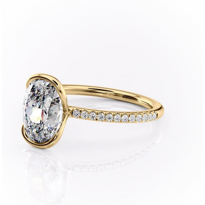 Inel de logodnă Maelis din aur Galben 14kt cu moissanite tăietură ovală – Montură închisă rafinată pentru profil mediu | Personalizează și configurează gratuit online [7]
