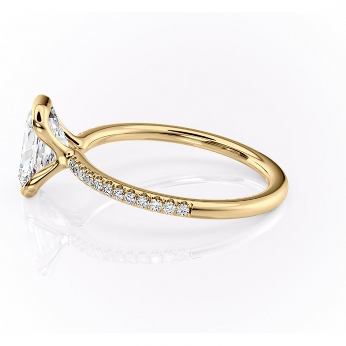 Inel de logodnă Maelis din aur Galben 14kt cu moissanite tăietură radiantă – Montură închisă rafinată pentru profil mediu | Personalizează și configurează gratuit online [6]