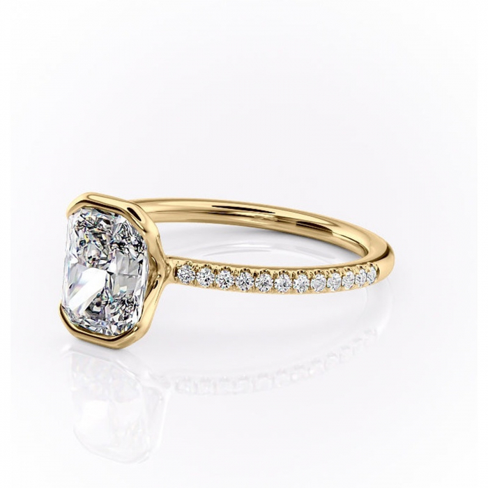 Inel de logodnă Maelis din aur Galben 14kt cu moissanite tăietură radiantă – Montură închisă rafinată pentru profil mediu | Personalizează și configurează gratuit online [7]