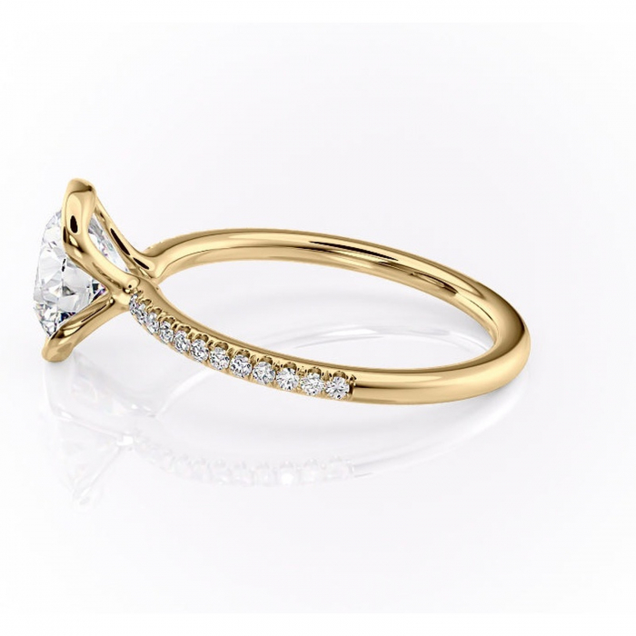 Inel de logodnă Maelis din aur Galben 14kt cu moissanite tăietură rotundă – Montură închisă rafinată pentru profil mediu | Personalizează și configurează gratuit online [6]