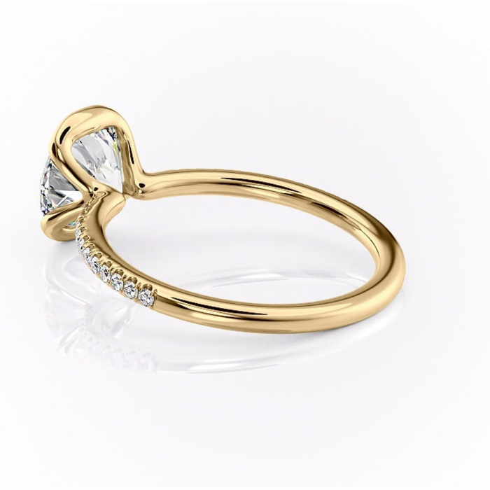 Inel de logodnă Maelis din aur Galben 14kt cu moissanite tăietură rotundă – Montură închisă rafinată pentru profil mediu | Personalizează și configurează gratuit online [5]