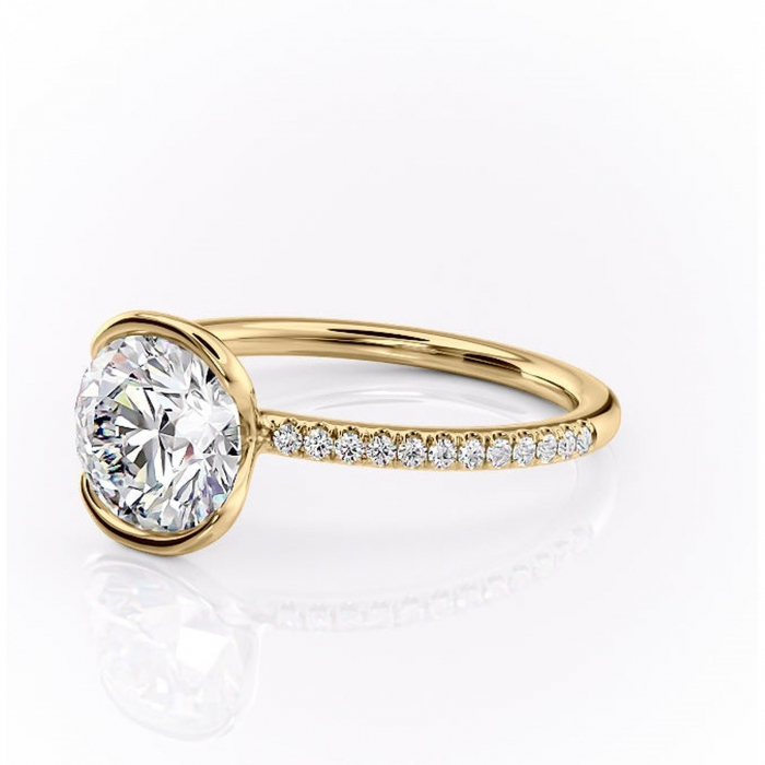 Inel de logodnă Maelis din aur Galben 14kt cu moissanite tăietură rotundă – Montură închisă rafinată pentru profil mediu | Personalizează și configurează gratuit online [7]