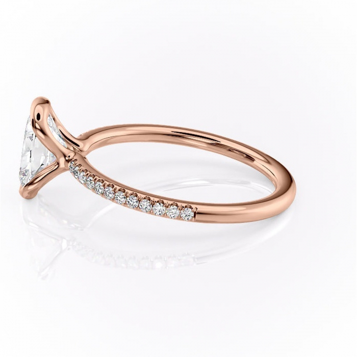 Inel de logodnă Maelis din aur Rose 14kt cu moissanite tăietură pernă – Montură închisă rafinată pentru profil mediu | Personalizează și configurează gratuit online [6]