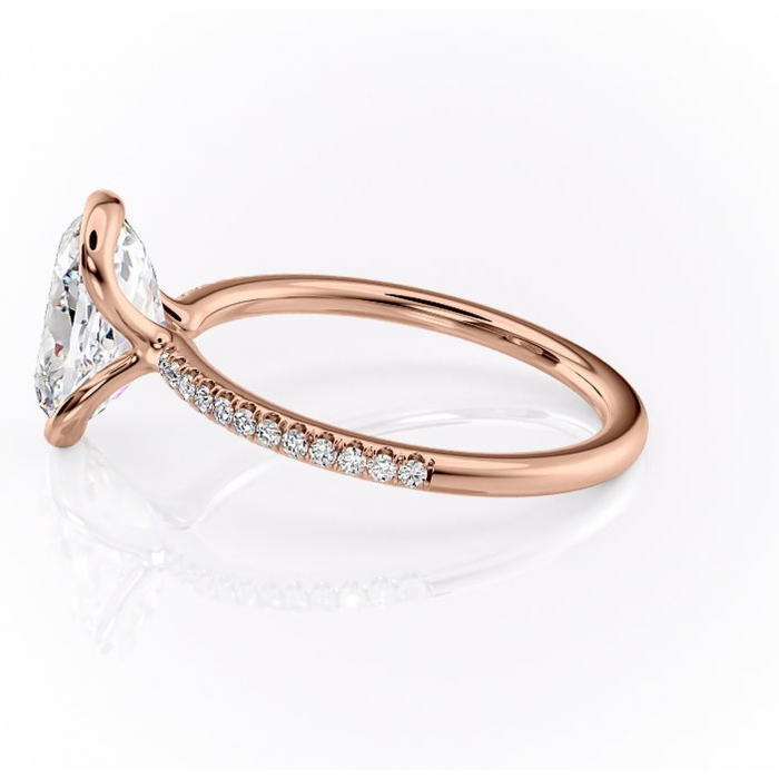 Inel de logodnă Maelis din aur Rose 14kt cu moissanite tăietură ovală – Montură închisă rafinată pentru profil mediu | Personalizează și configurează gratuit online [6]