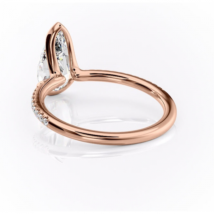 Inel de logodnă Maelis din aur Rose 14kt cu moissanite tăietură pară – Montură închisă rafinată pentru profil mediu | Personalizează și configurează gratuit online [4]