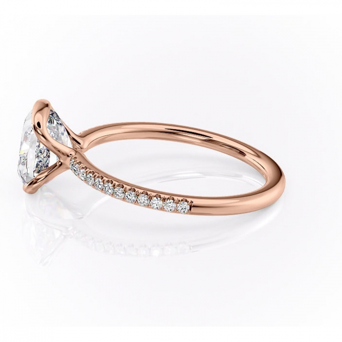 Inel de logodnă Maelis din aur Rose 18kt cu moissanite tăietură pernă – Montură închisă rafinată pentru profil mediu | Personalizează și configurează gratuit online [6]