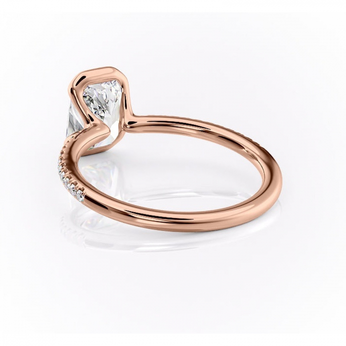 Inel de logodnă Maelis din aur Rose 18kt cu moissanite tăietură radiantă – Montură închisă rafinată pentru profil mediu | Personalizează și configurează gratuit online [4]