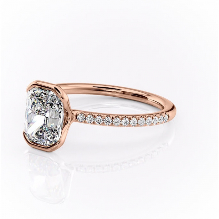 Inel de logodnă Maelis din aur Rose 18kt cu moissanite tăietură radiantă – Montură închisă rafinată pentru profil mediu | Personalizează și configurează gratuit online [7]