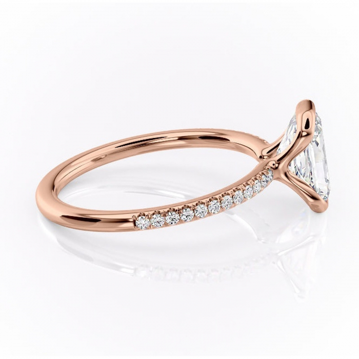 Inel de logodnă Maelis din aur Rose 18kt cu moissanite tăietură radiantă – Montură închisă rafinată pentru profil mediu | Personalizează și configurează gratuit online [2]
