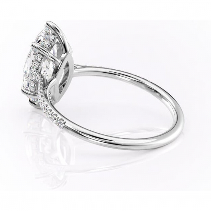 Inel de logodnă Marigold din aur Alb 14kt cu moissanite tăietură marquise – Montură pavé rafinată pentru profil jos | Personalizează și configurează gratuit online [5]
