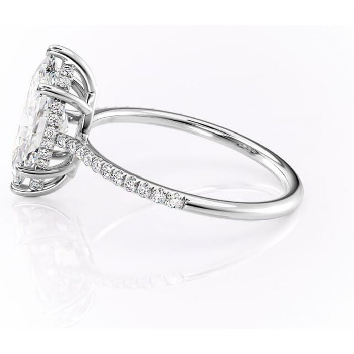 Inel de logodnă Marigold din aur Alb 14kt cu moissanite tăietură marquise – Montură pavé rafinată pentru profil jos | Personalizează și configurează gratuit online [6]