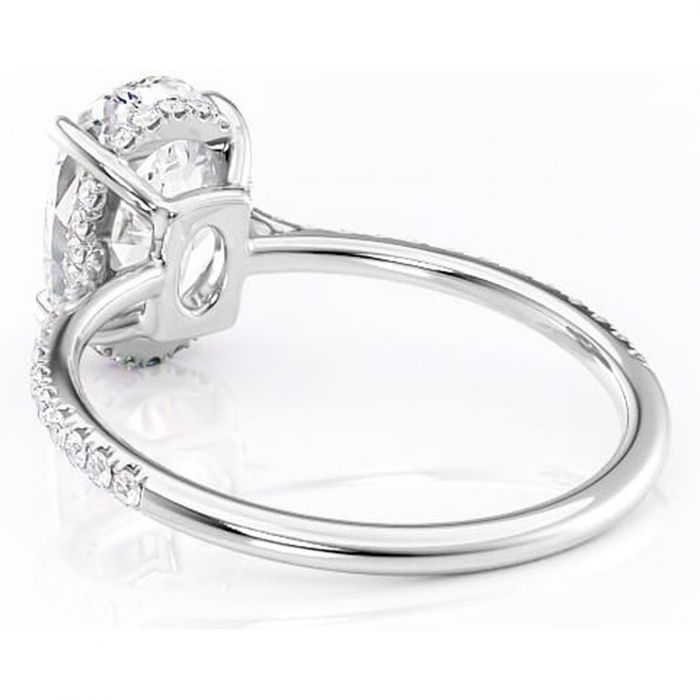 Inel de logodnă Marigold din aur Alb 14kt cu moissanite tăietură ovală – Montură pavé rafinată pentru profil jos | Personalizează și configurează gratuit online [4]