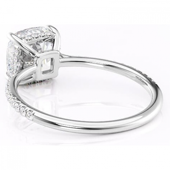 Inel de logodnă Marigold din aur Alb 18kt cu moissanite tăietură pernă – Montură pavé rafinată pentru profil jos | Personalizează și configurează gratuit online [4]