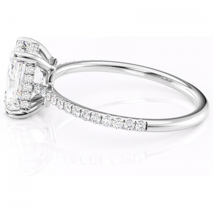 Inel de logodnă Marigold din aur Alb 14kt cu moissanite tăietură radiantă – Montură pavé rafinată pentru profil jos | Personalizează și configurează gratuit online [6]