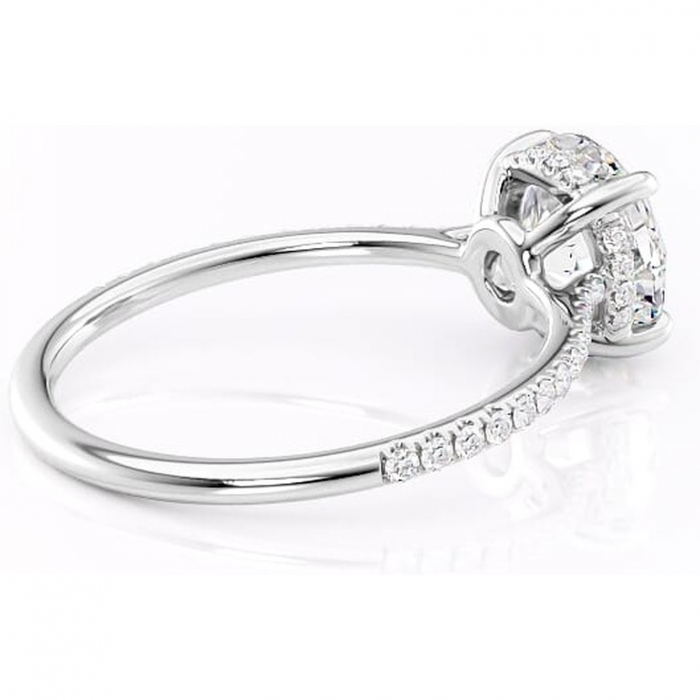 Inel de logodnă Marigold din aur Alb 14kt cu moissanite tăietură rotundă – Montură pavé rafinată pentru profil jos | Personalizează și configurează gratuit online [3]