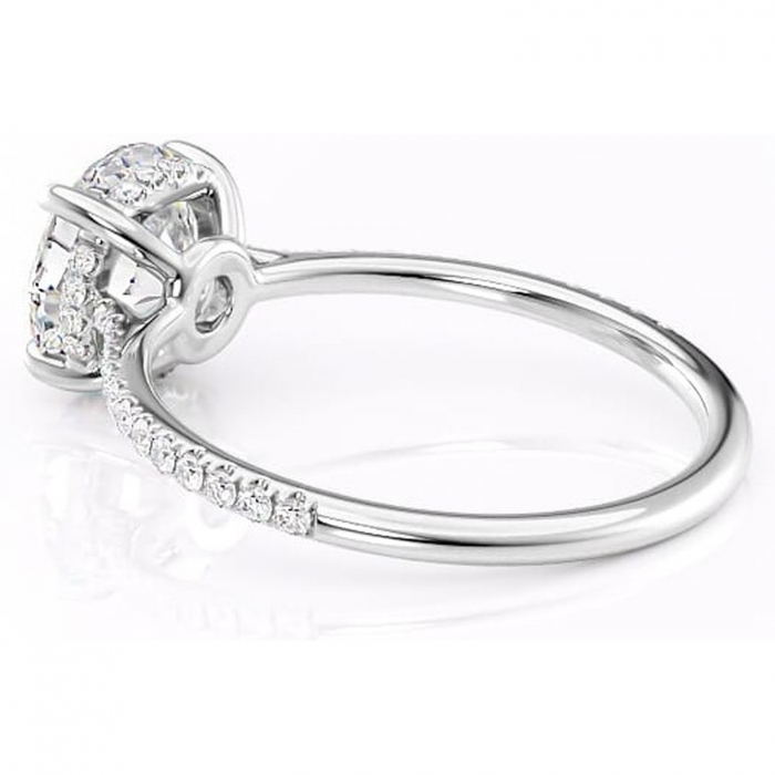 Inel de logodnă Marigold din aur Alb 14kt cu moissanite tăietură rotundă – Montură pavé rafinată pentru profil jos | Personalizează și configurează gratuit online [5]