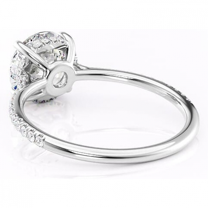 Inel de logodnă Marigold din aur Alb 14kt cu moissanite tăietură rotundă – Montură pavé rafinată pentru profil jos | Personalizează și configurează gratuit online [4]