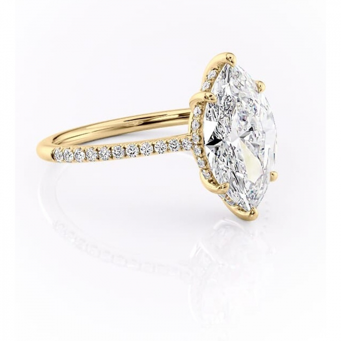 Inel de logodnă Marigold din aur Galben 14kt cu moissanite tăietură marquise – Montură pavé rafinată pentru profil jos | Personalizează și configurează gratuit online [1]