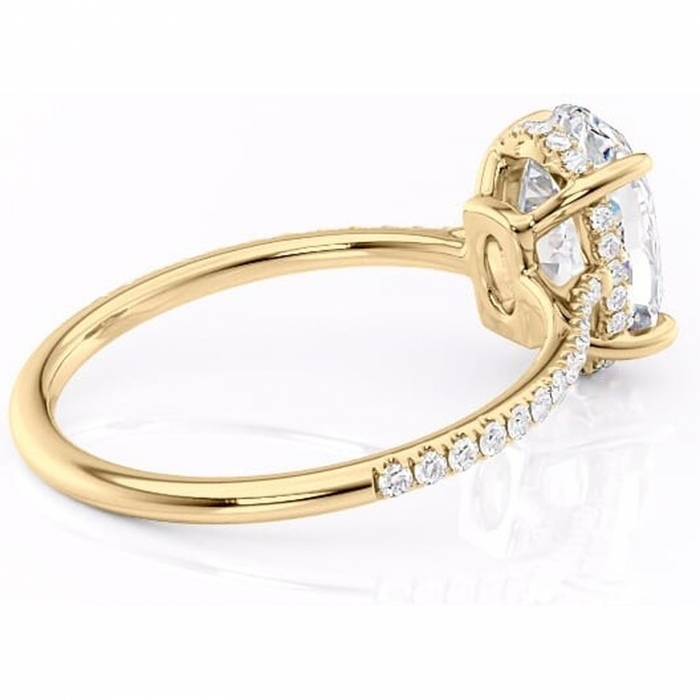 Inel de logodnă Marigold din aur Galben 14kt cu moissanite tăietură ovală – Montură pavé rafinată pentru profil jos | Personalizează și configurează gratuit online [3]