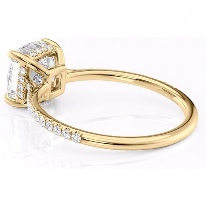 Inel de logodnă Marigold din aur Galben 14kt cu moissanite tăietură pernă – Montură pavé rafinată pentru profil jos | Personalizează și configurează gratuit online [5]