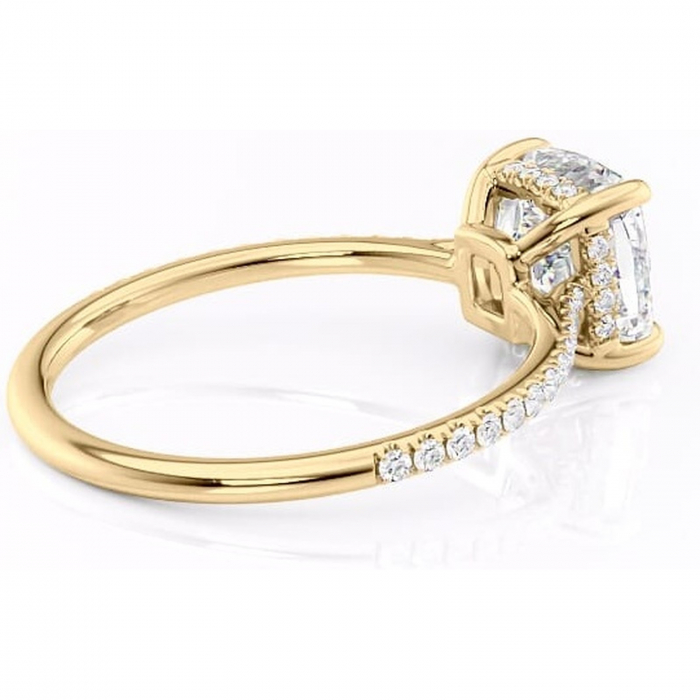 Inel de logodnă Marigold din aur Galben 14kt cu moissanite tăietură pernă – Montură pavé rafinată pentru profil jos | Personalizează și configurează gratuit online [3]