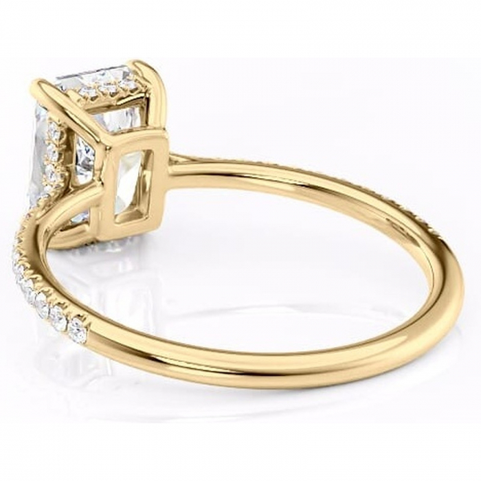 Inel de logodnă Marigold din aur Galben 18kt cu moissanite tăietură radiantă – Montură pavé rafinată pentru profil jos | Personalizează și configurează gratuit online [4]
