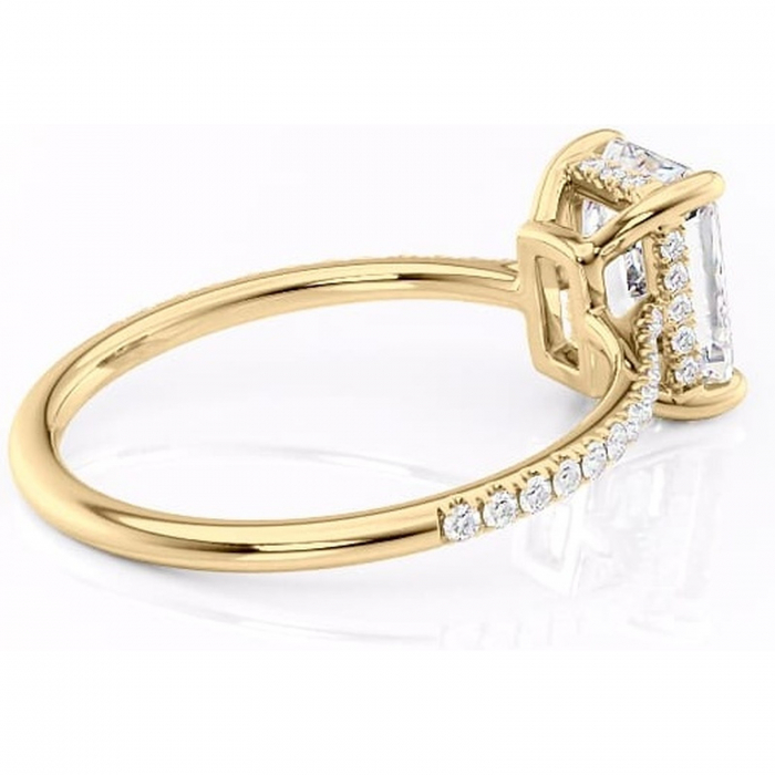 Inel de logodnă Marigold din aur Galben 18kt cu moissanite tăietură radiantă – Montură pavé rafinată pentru profil jos | Personalizează și configurează gratuit online [3]