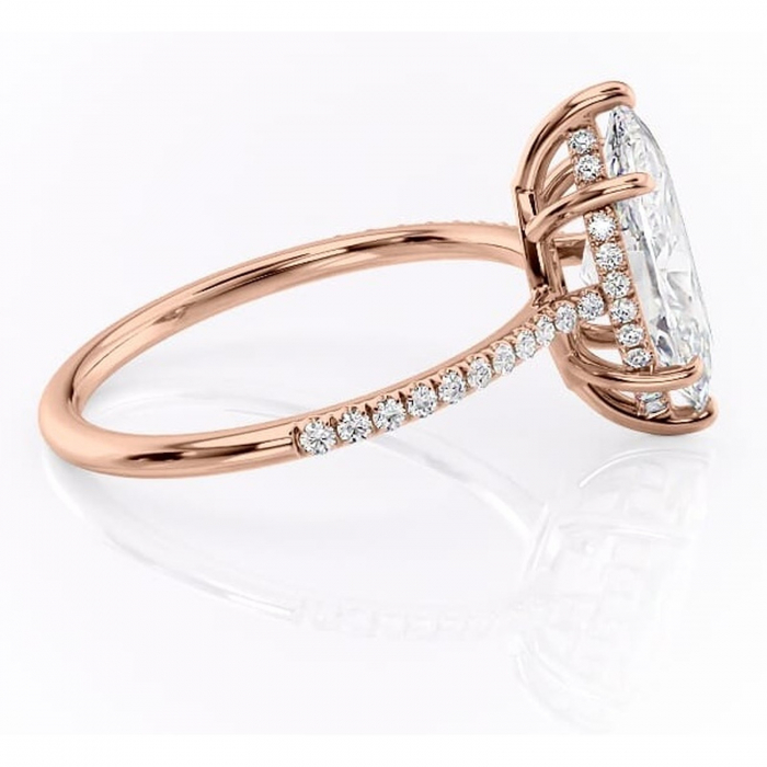 Inel de logodnă Marigold din aur Rose 18kt cu moissanite tăietură marquise – Montură pavé rafinată pentru profil jos | Personalizează și configurează gratuit online [2]