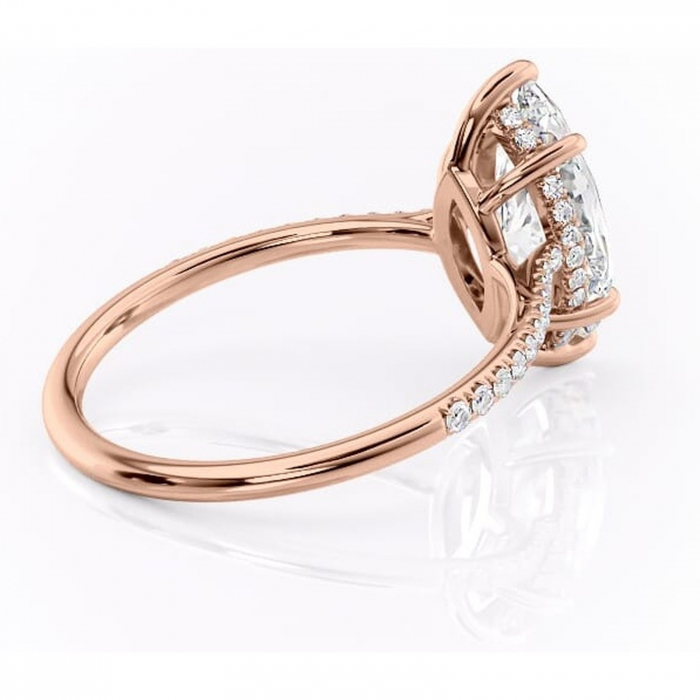 Inel de logodnă Marigold din aur Rose 18kt cu moissanite tăietură marquise – Montură pavé rafinată pentru profil jos | Personalizează și configurează gratuit online [3]
