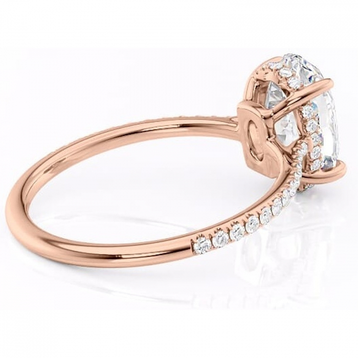 Inel de logodnă Marigold din aur Rose 18kt cu moissanite tăietură ovală – Montură pavé rafinată pentru profil jos | Personalizează și configurează gratuit online [3]