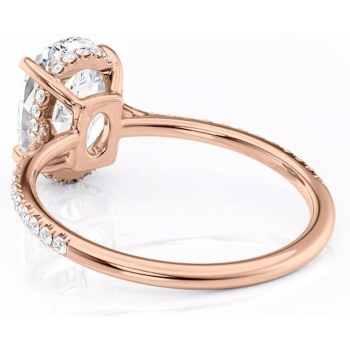 Inel de logodnă Marigold din aur Rose 18kt cu moissanite tăietură ovală – Montură pavé rafinată pentru profil jos | Personalizează și configurează gratuit online [4]