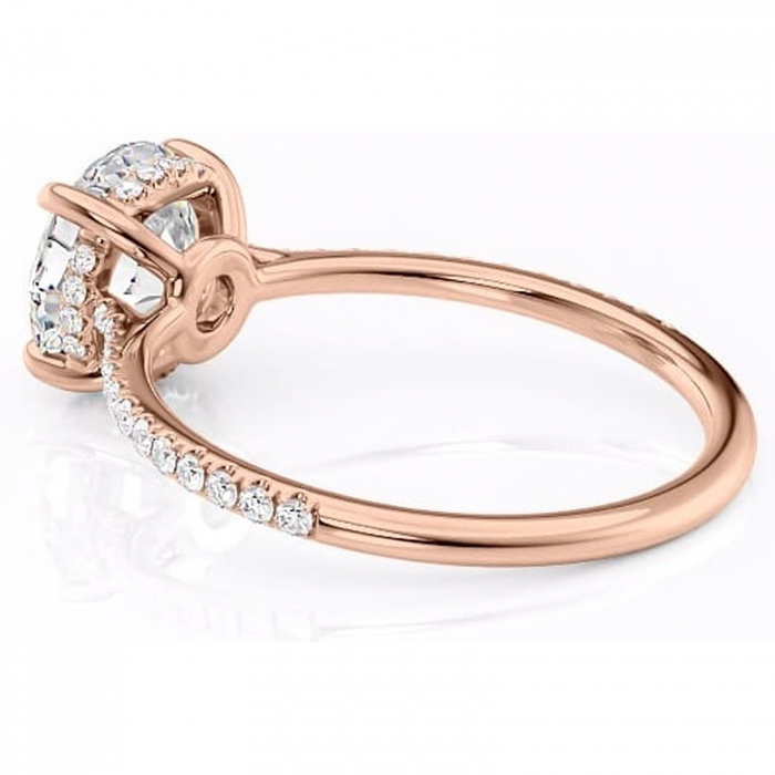 Inel de logodnă Marigold din aur Rose 14kt cu moissanite tăietură rotundă – Montură pavé rafinată pentru profil jos | Personalizează și configurează gratuit online [5]