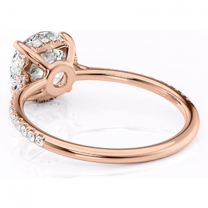 Inel de logodnă Marigold din aur Rose 14kt cu moissanite tăietură rotundă – Montură pavé rafinată pentru profil jos | Personalizează și configurează gratuit online [4]