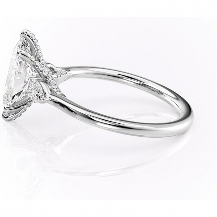 Inel de logodnă Matilda din aur Alb 14kt cu moissanite tăietură marquise – Montură cu trei pietre rafinată pentru profil înalt | Personalizează și configurează gratuit online [6]