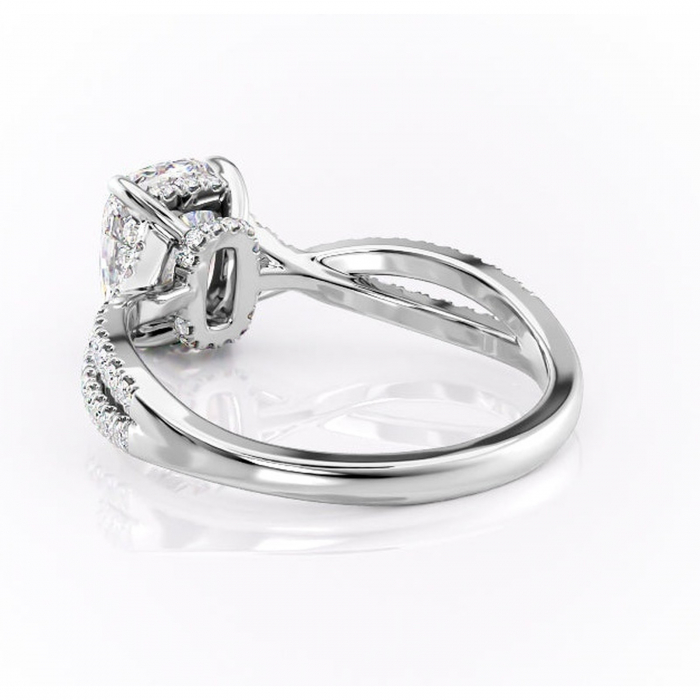 Inel de logodnă Meadow din aur Alb 14kt cu moissanite tăietură asscher – Montură pavé rafinată pentru profil mediu | Personalizează și configurează gratuit online [4]