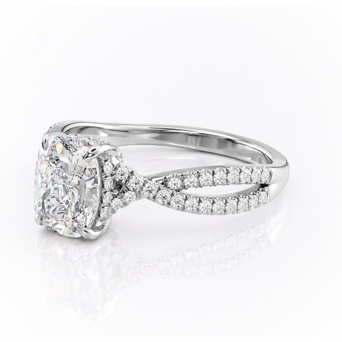 Inel de logodnă Meadow din aur Alb 14kt cu moissanite tăietură asscher – Montură pavé rafinată pentru profil mediu | Personalizează și configurează gratuit online [7]