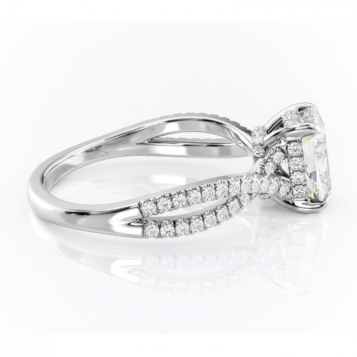 Inel de logodnă Meadow din aur Alb 14kt cu moissanite tăietură asscher – Montură pavé rafinată pentru profil mediu | Personalizează și configurează gratuit online [2]