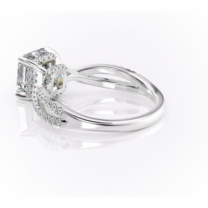 Inel de logodnă Meadow din aur Alb 14kt cu moissanite tăietură asscher – Montură pavé rafinată pentru profil mediu | Personalizează și configurează gratuit online [5]