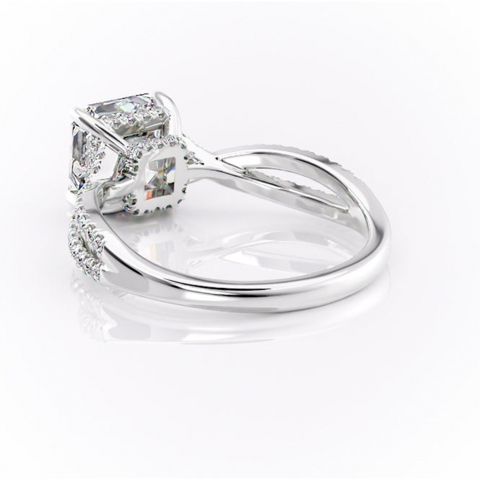 Inel de logodnă Meadow din aur Alb 14kt cu moissanite tăietură asscher – Montură pavé rafinată pentru profil mediu | Personalizează și configurează gratuit online [4]