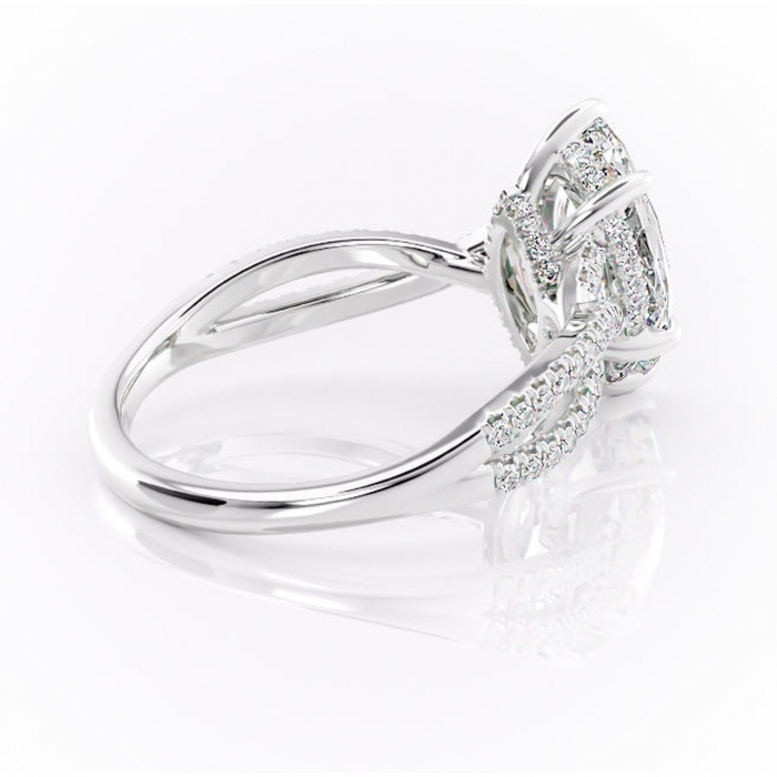 Inel de logodnă Meadow din aur Alb 14kt cu moissanite tăietură marquise – Montură pavé rafinată pentru profil mediu | Personalizează și configurează gratuit online [3]