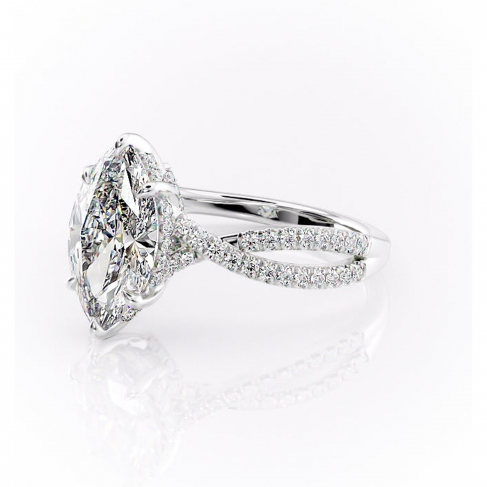 Inel de logodnă Meadow din aur Alb 14kt cu moissanite tăietură marquise – Montură pavé rafinată pentru profil mediu | Personalizează și configurează gratuit online [7]